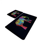 Set 2 Covorase baie Olifant, 60 x 100 cm, 50 x 60 cm, Antiderapant, Negru