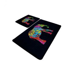 Set 2 Covorase baie Olifant, 60 x 100 cm, 50 x 60 cm, Antiderapant, Negru
