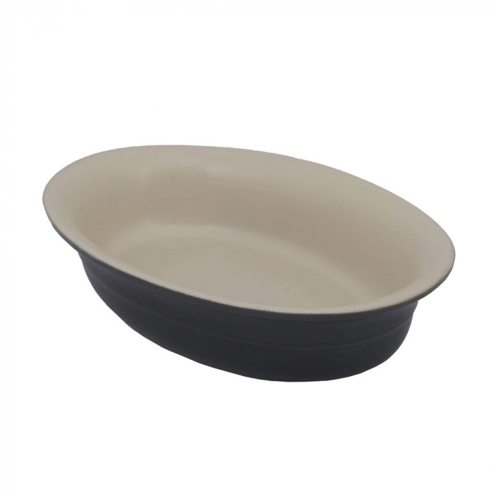 Tava ceramica antiaderenta ovala BergHOFF, 26x18x6.5 cm, Gri