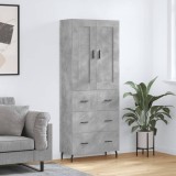 vidaXL Dulap &icirc;nalt, gri beton, 69,5x34x180, lemn compozit