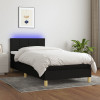 VidaXL Pat cu arcuri, saltea și LED, negru, 90x190 cm, textil 3133679