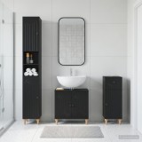 Cumpara ieftin Set de cabinet pentru baie cu 3 piese ALKMAAR Negru