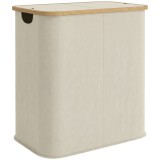 HOMCOM Cos Rufe 80L cu Capac Bambus Pliabil Bej