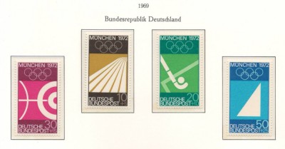 Germania 1969 Mi 587/90 MNH - Jocurile Olimpice vara 1972, Munchen (II) foto