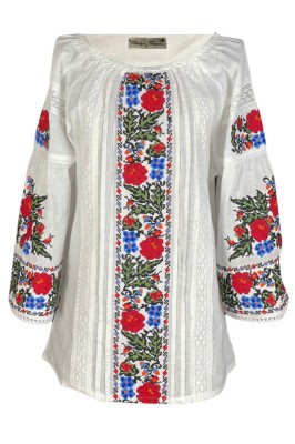 Bluza tip ie dama R23, alb/verde Bluza tip ie dama R23, alb/verde, marimea S foto