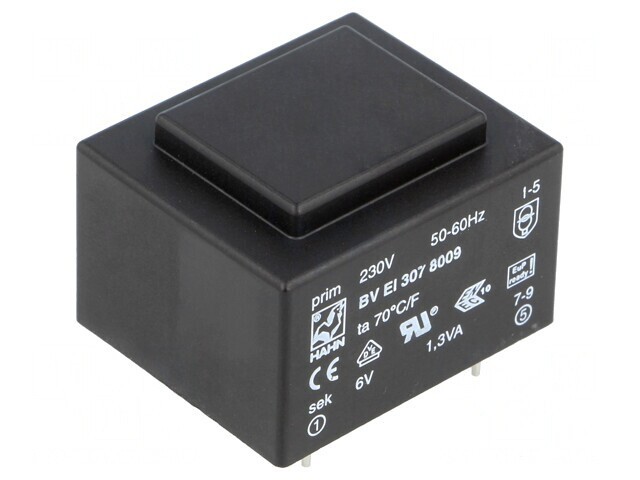 Transformator &Icirc;ncapsulat 1,3VA 230V 6V 216mA PCB