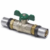 Robinet sferic pressfitting 32mm, cu m&acirc;ner fluture verde, pentru apă potabilă