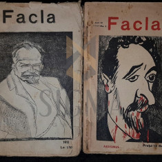 FACLA, REVISTA SAPTAMANALA, ANUL II, 1911, VOLUMUL 3 SI VOLUMUL 4 (AN COMPLET, 52 NUMERE, DOUA VOLUME)