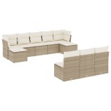 Cumpara ieftin Set canapele de gradina cu perne, 10 piese, bej, poliratan