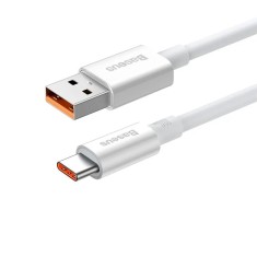 CABLU alimentare si date Baseus Superior, Fast Charging Data Cable pt. smartphone, USB la USB Type-C 100W, braided, 0.25m, alb &amp;quot;P10320102214-00&amp;quot; (timb foto