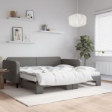 vidaXL Pat de zi cu extensie și saltele, gri &icirc;nchis, 100x200 cm textil