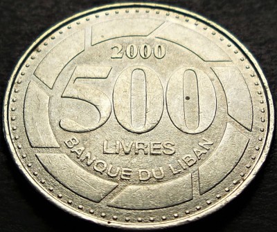 Moneda exotica 500 LIVRE(S) - LIBAN, anul 2000 * cod 2107 foto