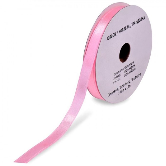 Panglică Satinată, Rose, Nylon, Dimensiune 15m x 1cm