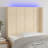 Tablie de pat cu LED, crem, 93x16x118/128 cm, textil GartenMobel Dekor, vidaXL