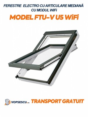 Fereastra electro cu articulare mediana, cu modul WiFi, Fakro, Model FTU-V U5 WiFi foto