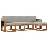 vidaXL Set de canapele de exterior 5 pcs Natural și gri deschis 3385132