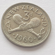 386. Moneda Noua Zeelanda 3 pence 1960