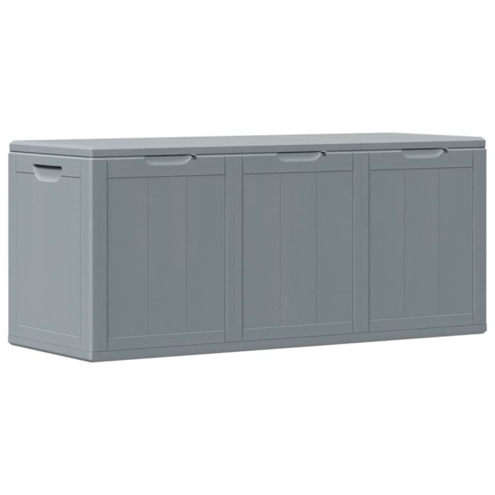 Cutie de depozitare pentru gradina, gri, 270L, aspect de lemn din PP