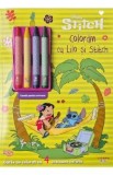 Disney. Stitch: Coloram cu Lilo si Stitch. Carte de colorat cu 4 creioane cerate