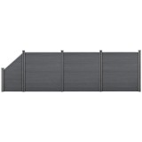 [neu.holz] Set Olimp gard WPC 3 panouri patrate si 1 panou inclinat AAWP-9903, 183 x 625 cm, lemn/plastic, gri HausGarden Leisure