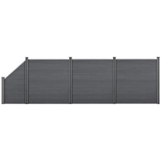 [neu.holz] Set Olimp gard WPC 3 panouri patrate si 1 panou inclinat AAWP-9903, 183 x 625 cm, lemn/plastic, gri HausGarden Leisure
