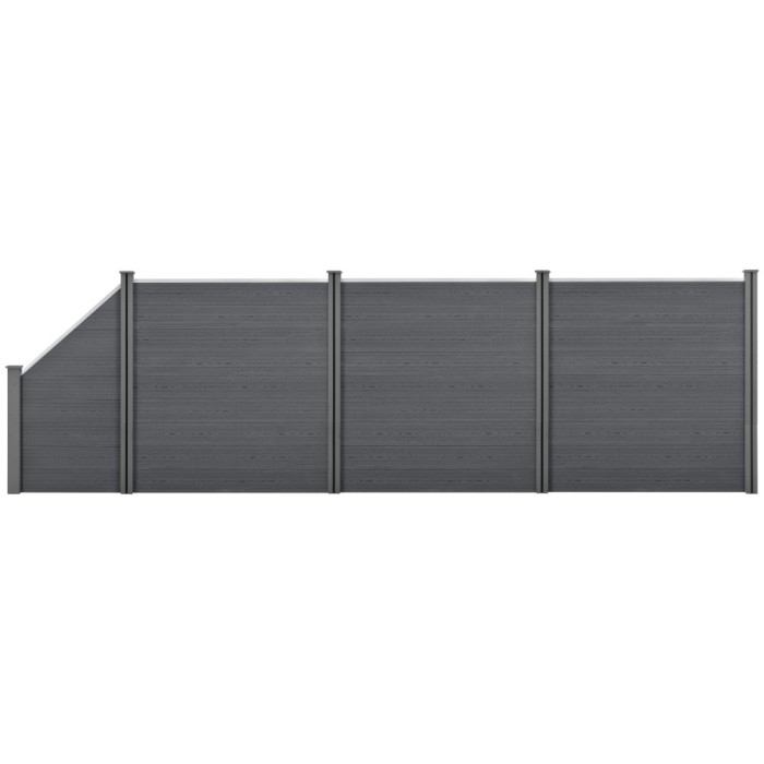 [neu.holz] Set Olimp gard WPC 3 panouri patrate si 1 panou inclinat AAWP-9903, 183 x 625 cm, lemn/plastic, gri HausGarden Leisure