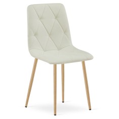 Scaun bucatarie/living, Artool, Libra, textil, metal, bej si natur, 44.5x54.5x87 cm
