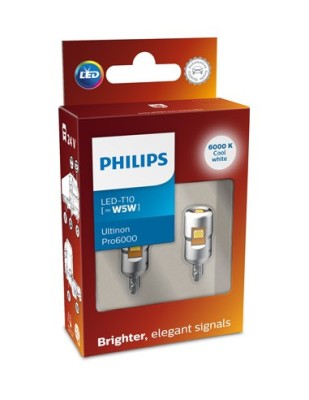 Set 2 becuri led auto Alb W5W Philips Ultinon Pro6000 lumini interioare foto