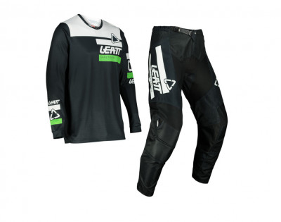 Echipament Tricou+Pantaloni Enduro MX Leatt Negru Alb Verde foto