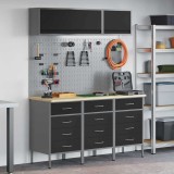 Set banc de lucru, 8 piese, negru, oțel