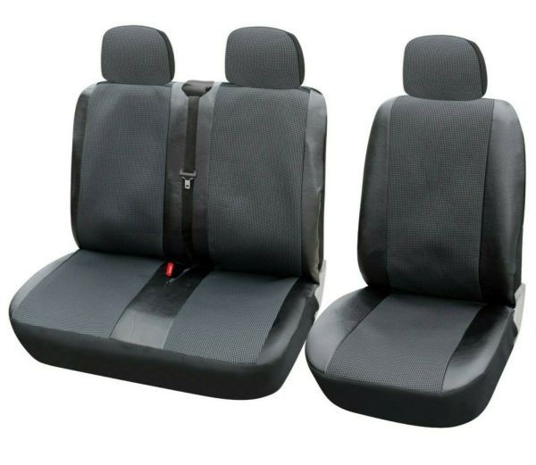 2+1 Universal Huse Scaune pentru Microbuze Negru Piele Textile