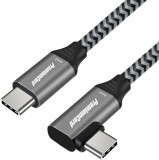 Cablu USB 3.2-C Gen 2 la USB type C unghi 90 grade T-T brodat 2m 100W, ku31cu2, Oem