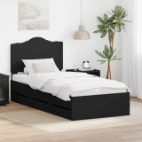 Cumpara ieftin Cadru de pat cu sertar Negru 100 x 200 cm Lemn Ingineresc
