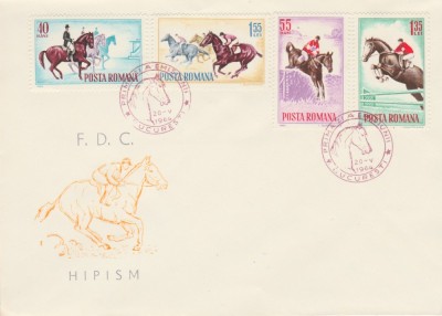 1964 Romania - FDC Hipism, LP 583 foto