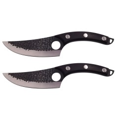 Set doua cutite macelarie DEPOX&reg;, lucrate manual, Huang Cook, 27.5 cm, negru, teaca piele