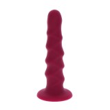 Get Real-Dong Texturat 12 cm Roșu-Silicon, Ventuza