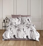 Lenjerie de pat din bumbac 100%, dubla, cu 2 fete de perna, Valentini Bianco model Paradoxe