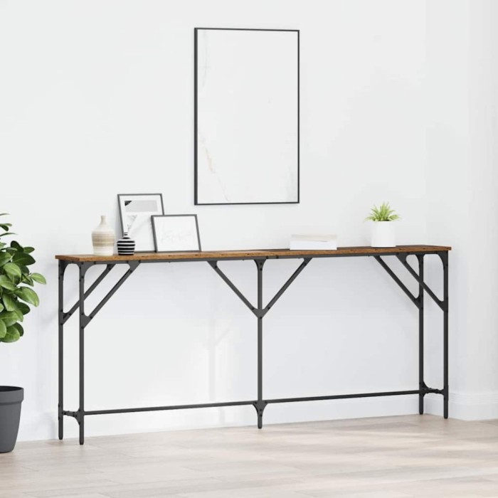 vidaXL Masă console Lemn Vechi 180 x 23 x 75 cm Lemn compus și metal
