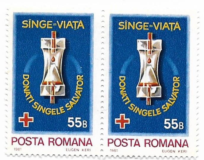 Romania (531) - Donatori de sange, 1981, neobliterat, bloc de 2