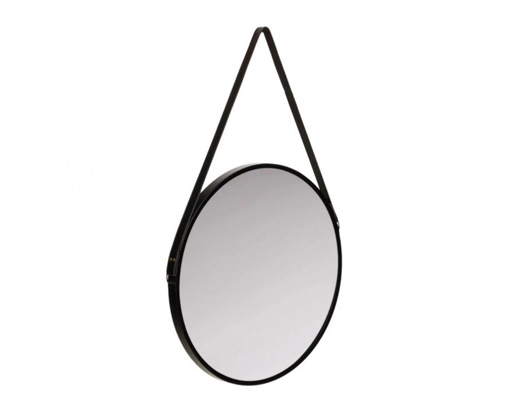 Oglinda rotunda cu rama neagra si curea, 50 cm | Okazii.ro