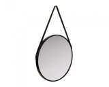 Oglinda rotunda cu rama neagra si curea, 50 cm