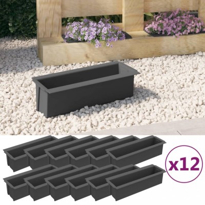vidaXL Cutii de flori pentru europaleți 12 buc. gri 36x13,5x9,5 cm PP foto