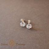 Cercei Unisex cu Cristal Zirconia Alb - Argint 925, 6 mm