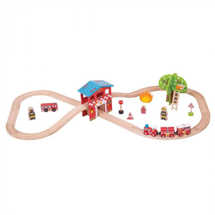 Set cu trenuletul pompierilor PlayLearn Toys