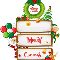 Sticker decorativ, Merry Christmas , Verde, 66 cm, 4895ST