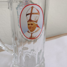 PAHAR BERE HALBA 0.25 L SUVENIR PAPS BIER PAPA BENEDICT AL XVI WEIDENEDER