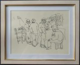 Cumpara ieftin Constantin PILIUŢĂ (1929-2003)-La c&acirc;rciumă (1997) - desen &icirc;n tuş, Scene gen, Cerneala, Avangardism