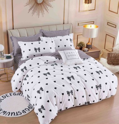 Lenjerie pat single,bumbac finet,4 piese,cearceaf normal,alba,fluturi-A1050 foto
