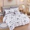 Lenjerie pat single,bumbac finet,4 piese,cearceaf normal,alba,fluturi-A1050