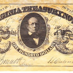 M1 R - Bancnota America - Virginia - 100 dolari - 1862